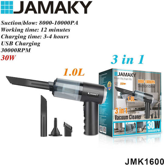 Car Handheld Vacuum Dry Vacuuming with Power 30W Rechargeable 12V