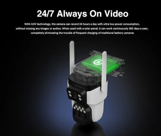 Vstarcam BG621TR IP Triple Κάμερα Παρακολούθησης 4G Full HD+ 3MP Αδιάβροχη Μπαταρίας με Αμφίδρομη Επικοινωνία και Φακό 4mm