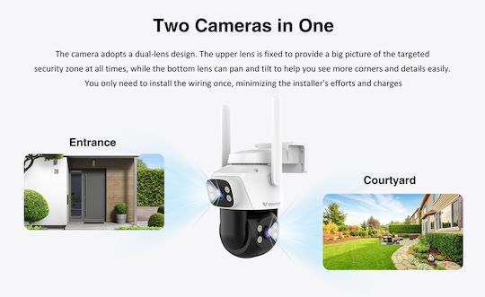 Vstarcam C622DR IP Dual Κάμερα Παρακολούθησης Wi-Fi Full HD 1080p Αδιάβροχη με Αμφίδρομη Επικοινωνία και Φακό 4mm