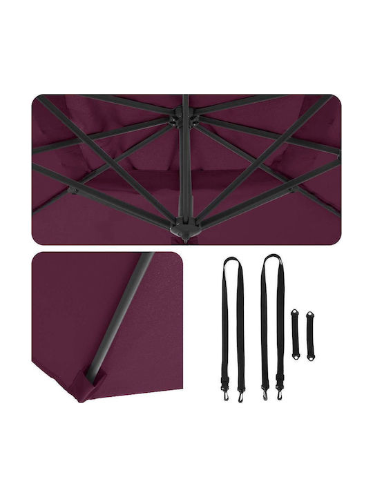 Umbrella Floor Metal Burgundy with Base 3.52x2.51m