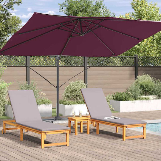 Hanging Metal Burgundy Parasol 3.52x2.51xH2.6m