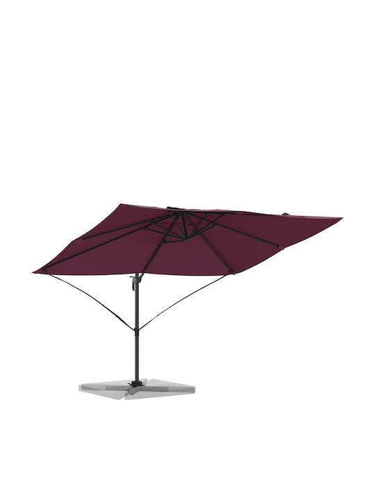 Umbrella Floor Metal Burgundy with Base 3.52x2.51m