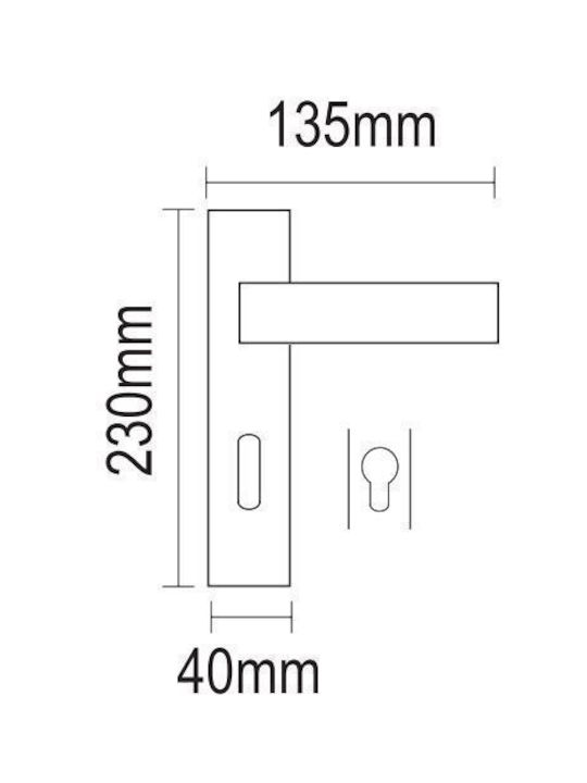 Viometale Hebel Mittlere Tür mit Platte Paar (Abstand der Zentren 75mm) Matte White