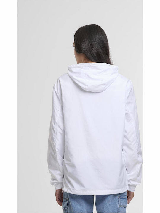 Damen Bluse Langärmelig mit Reißverschluss Weiß