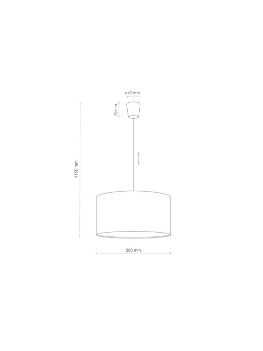 TK Lighting Kids Fabric Single Ceiling Light E27 Rondo Green 25W 40cm
