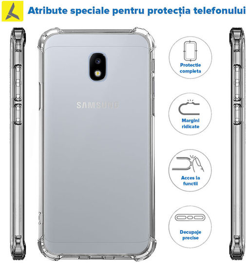 Samsung J3 2017 J330 Удароустойчива Калъфка Прозрачен Силикон Защита от падане ъгли Пластмасова Задна Корицa Ishield Прозрачен
