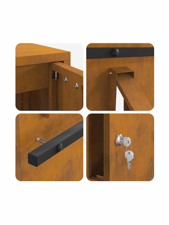 vidaXL Außenbereich Briefkasten Inox in Braun Farbe 30x23x55cm