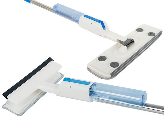 Spray Mop 2 in 1 – Floors Windows 3 Microfiber Cloths Window Cleaning Accessory 124cm White 10p