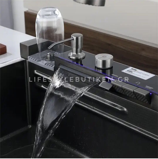 Naron Nr6521 Επικαθήμενος Νεροχύτης Inox Brushed με Μπαταρία Μ75xΠ46cm Γκρι