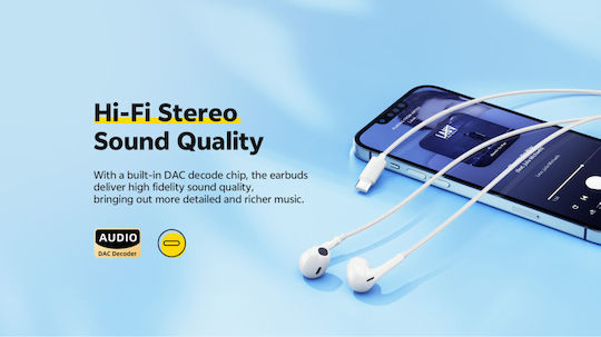 QCY In-ear Handsfree Ακουστικά με Βύσμα USB-C Λευκό