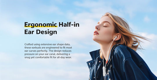 QCY In-ear Handsfree Ακουστικά με Βύσμα USB-C Λευκό