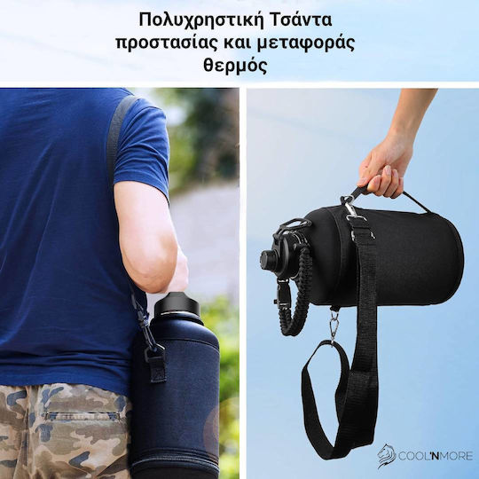 Cool'NMore Μπουκάλι Θερμός Ανοξείδωτο BPA Free 2lt Lava Grey με Επιστόμιο, Θηλιά, Καλαμάκι και Λαβή