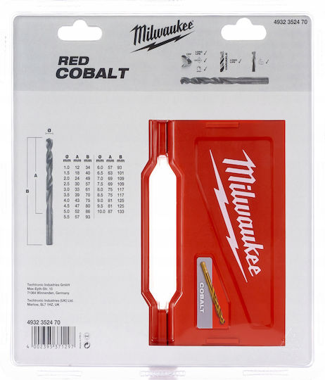 Milwaukee Shockwave Conical Drill Cobaltium Titanium with Hexagonal Shank for Metal 1-10mm