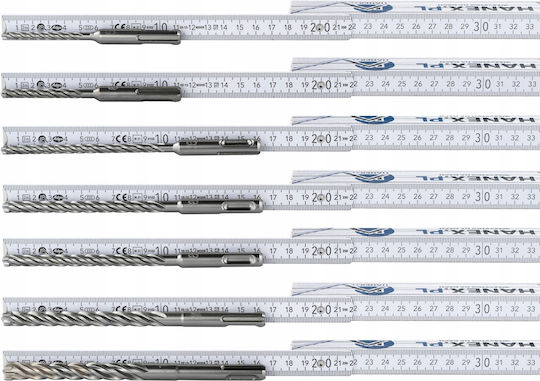 Milwaukee Set 7 Burghie cu Diamant cu Patru Tăișuri Carbură cu Tija SDS Plus pentru Materiale de construcție