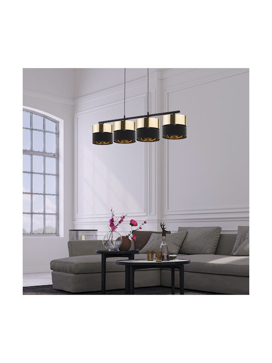 TK Lighting Hilton Pendant Light Gold Rail for 4 Bulbs E27 94x95cm