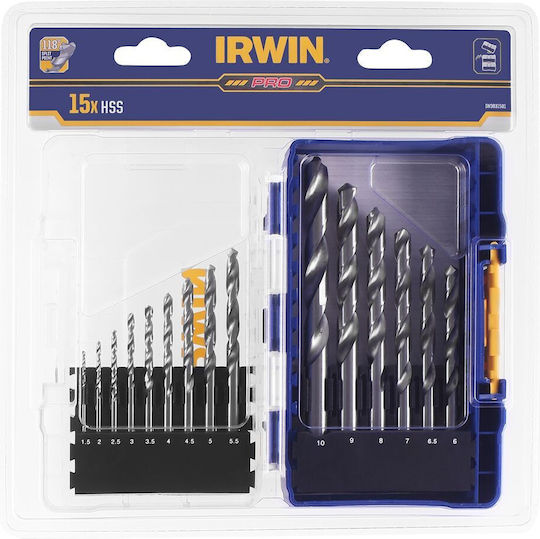 Irwin Drill Set of 15 Diamond Drills HSS with Cylindrical Shank for Metal