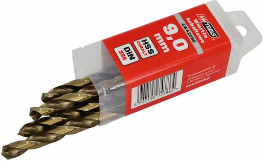 AWTools Set of 10 Diamond Drills Cobaltium with Cylindrical Shank for Metal