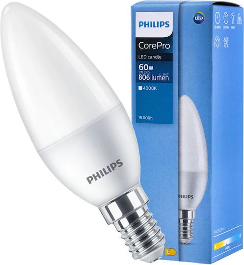 Philips Corepro LED Bulb 7W 114mm for Socket E14 Natural White 806lm