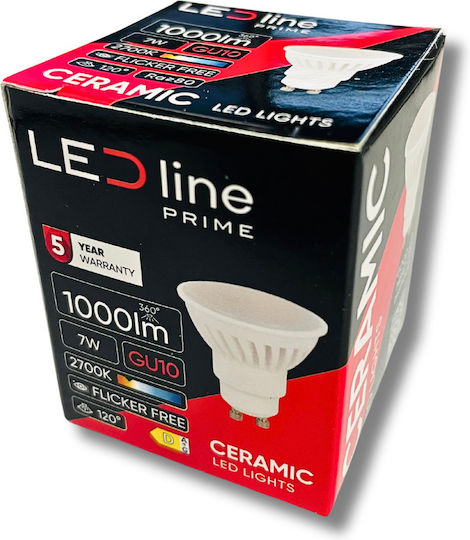 LED line Λάμπα LED 7W για Ντουί GU10 Θερμό Λευκό 1000lm