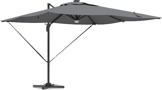 Umbrelă Suspendată Din Aluminiu Gri 6x6xÎnălțime2.7m