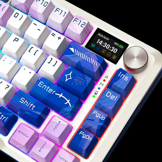 Redragon K708AK-RGB-PRO Ασύρματο Gaming Μηχανικό Πληκτρολόγιο 75% με RGB φωτισμό (Αγγλικό US) Πολύχρωμο
