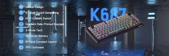 Redragon K687GG-RGB-PRO Wireless Gaming Mechanical Keyboard 65% with Custom Linear switches and RGB lighting (English US)