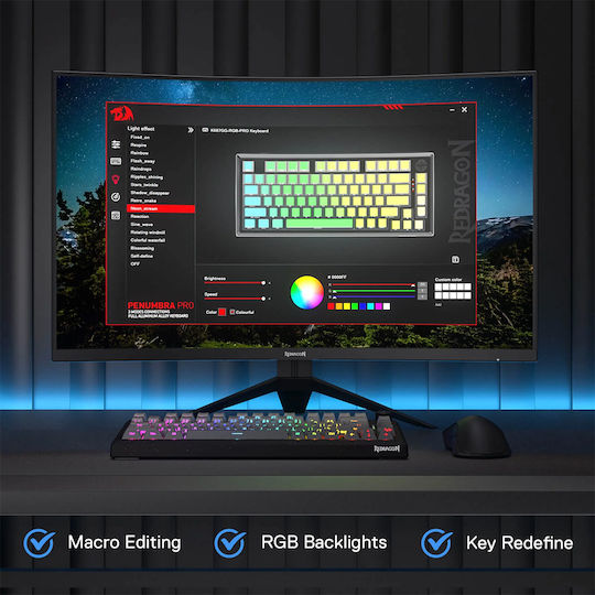 Redragon K687GG-RGB-PRO Wireless Gaming Mechanical Keyboard 65% with Custom Linear switches and RGB lighting (English US)