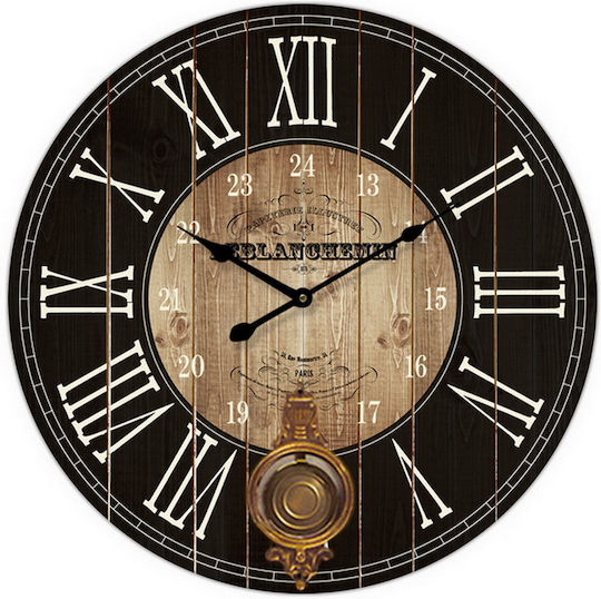 ArteLibre Hlck Antikes Wanduhr Hölzernes Schwarz Ø58cm
