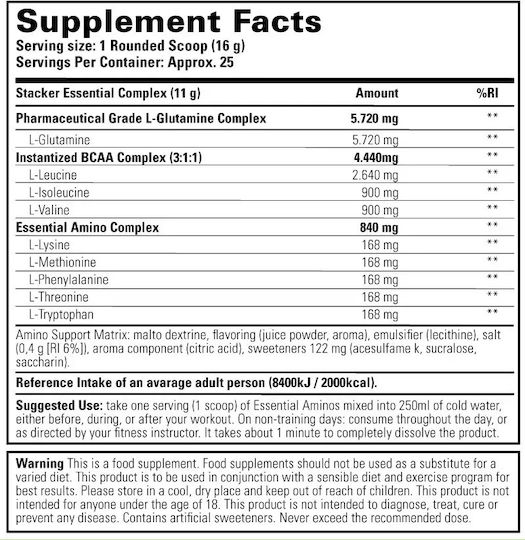 Stacker 2 Essential Amino 400gr Blue Raspberry