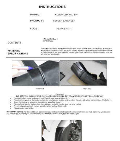 Honda Cbf 1000 2011-2018 Vorschub Frontflügel Motorrad-Aufkleber