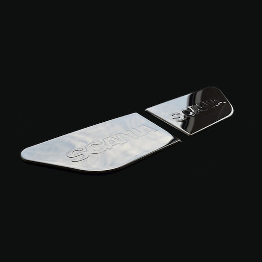 Stainless Steel Mirror Plates Scania Logo Embossed Scania R 185mm X 86mm X 1mm 2 Pcs