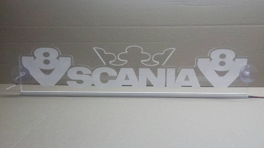 3d Decorative Cabin Sign Red Led 24v Scania 500mm 110mm Cable 15m Plug Lighter Socket
