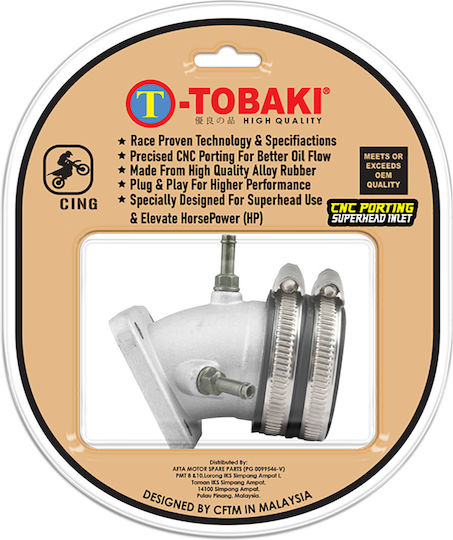 Carburetor Induction Joint Superhrad 34/36mm Square Octagonal 4 Screws Yamaha Crypton X 135 Tobaki