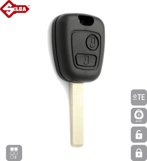 Silca Car Key Shell with Blade with 2 Buttons for Citroen / Peugeot