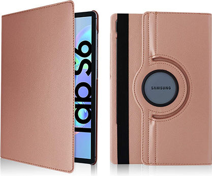 Flip Cover Δερμάτινη Περιστρεφόμενη Ροζ Χρυσή (Samsung Galaxy Tab S6 10.5'' SM-T860 / SM-T865)