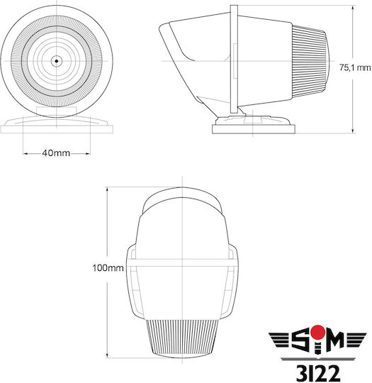 Sim Torpedo 3122 Orange Roof Light