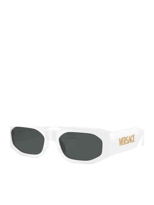 Unisex Sonnenbrille mit Weiß Kunststoff Gestell und Gray Linse
