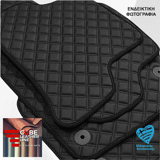 Hyundai Lantra 1995-2000 Techno-leather Cube Black with Grey Embroidery Hyundai Set of 4 Pieces