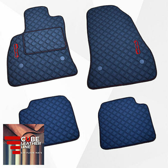 Fiat 500l 2012 Πατακια Τεχνοδερμα Cube Μαυρο Me Κοκκινο Κεντημα 500l Σετ 4τμχ