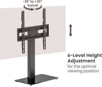 Powertech PT-1445 Επιτραπέζια Βάση Τηλεόρασης έως 65" και 40kg Ασημί