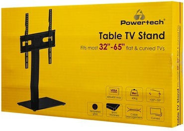 Powertech PT-1445 Επιτραπέζια Βάση Τηλεόρασης έως 65" και 40kg Ασημί