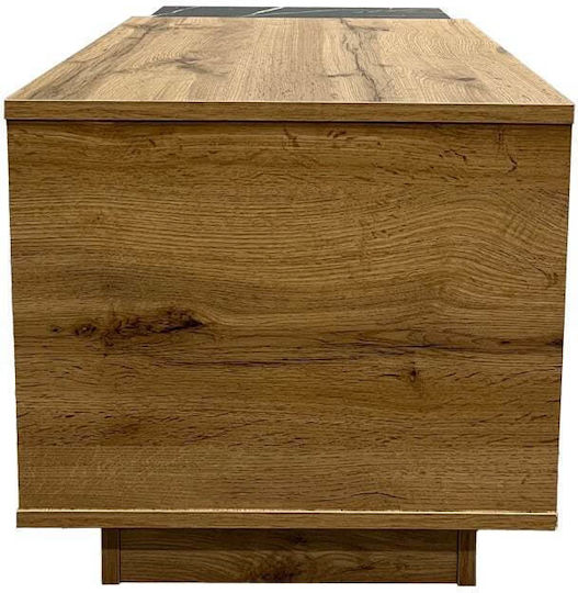 Rectangular Central Coffee Table Fetix from Solid Wood Black Marble-Sonoma W90xD45xH45cm