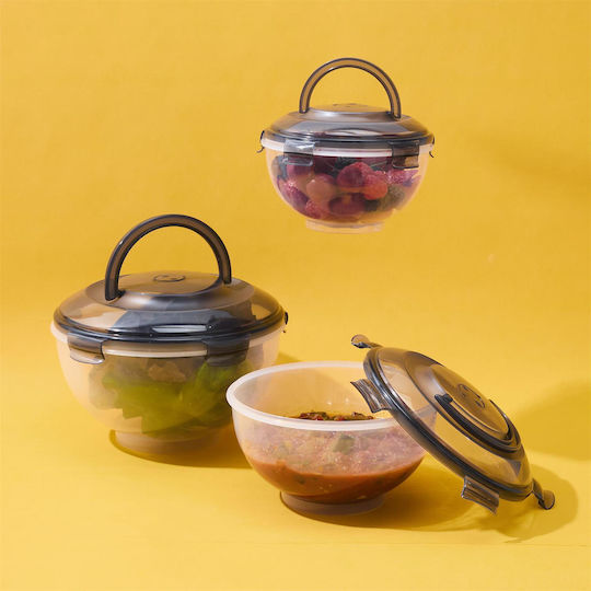 Cook Concept Σετ Πλαστικά Δοχεία Φαγητού Μαύρα 24x16.5cm 3τμχ