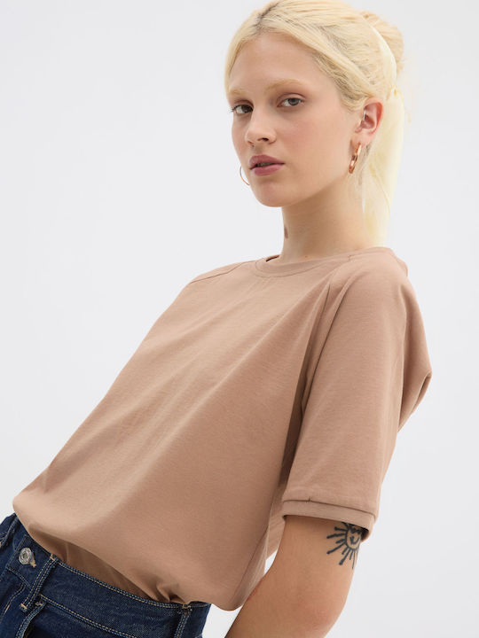 Bluza Tricou Cu Mânecă Scurtă Cămilă