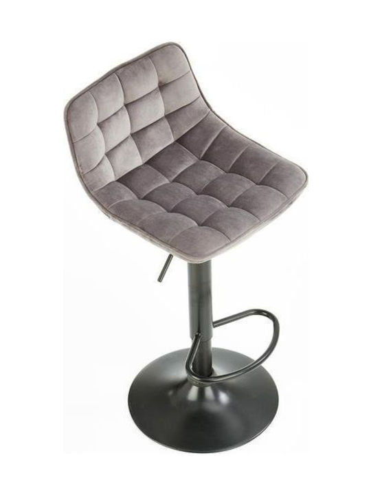 Stool Bar with Backrest Upholstered with Velvet Gray