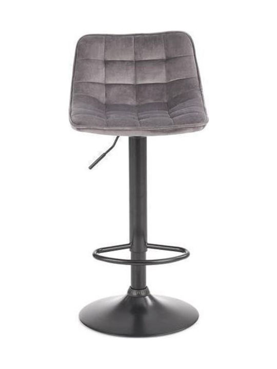 Stool Bar with Backrest Upholstered with Velvet Gray