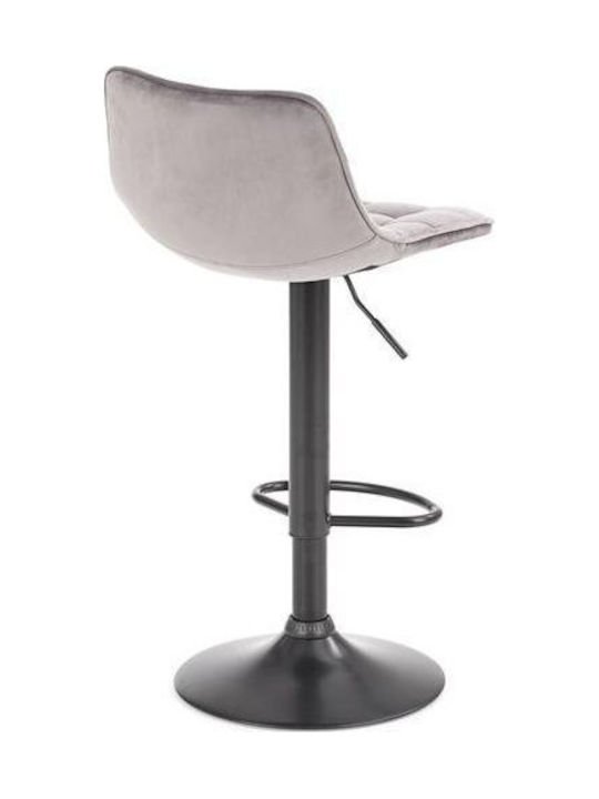 Stool Bar with Backrest Upholstered with Velvet Gray