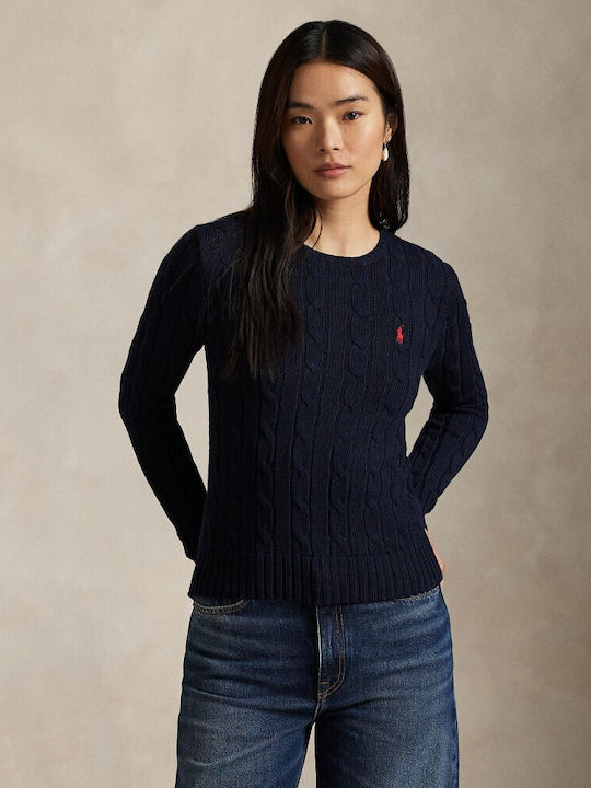 Women's Long Sleeve Sweater Cotton Navy Blue