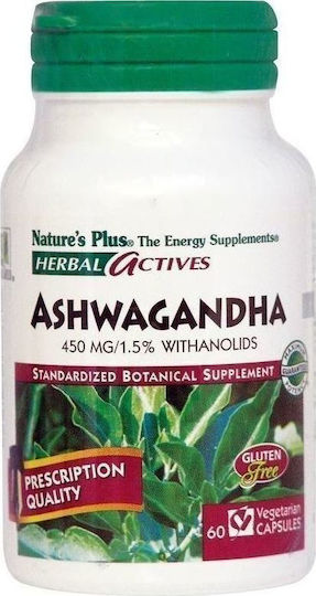 Nature's Plus Herbal Actives Ashwagandha 450mg 60 Pflanzliche Nahrungsergänzungsmittel