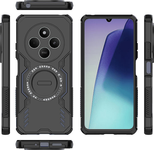 Techsuit Umschlag Rückseite Kunststoff Schwarz (Redmi 14C / Poco C75)